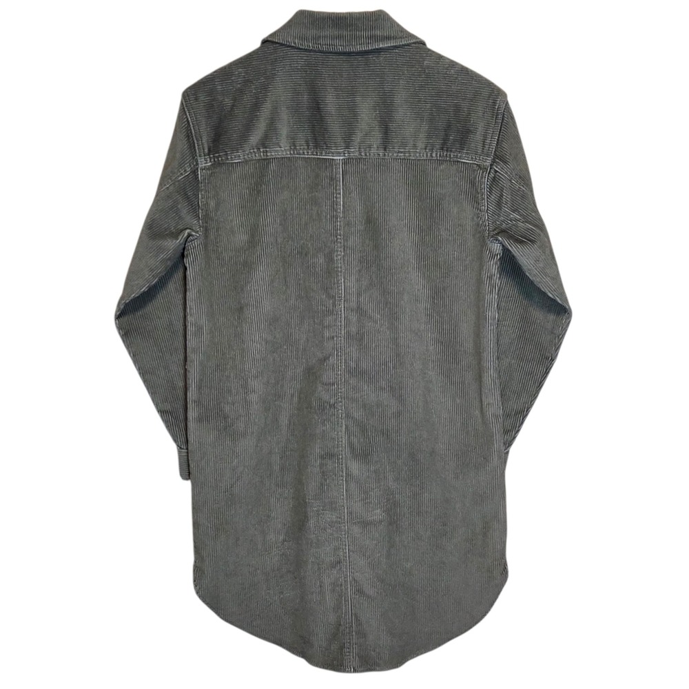 Gap Womens Corduroy Shirt Dress Oversized Gray Green XS Soft Longline Pockets - Picture 2 of 11
